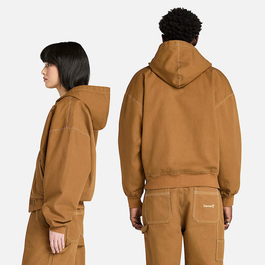 Women's Washed Duck Canvas Hooded Bomber