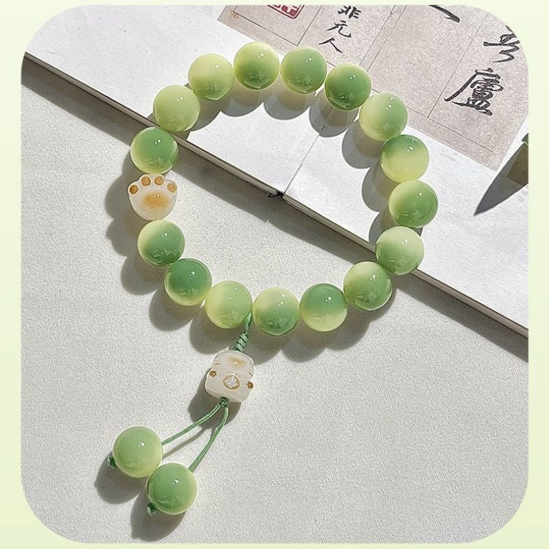 Eastern Harmony & Fortune Bracelet – Handcrafted Beaded Mala with 3D Floating Display Frame