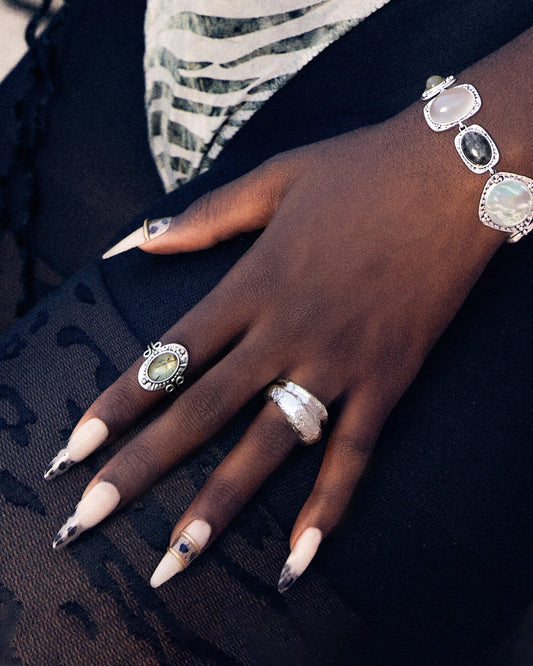 Mosswood Prehnite Ring