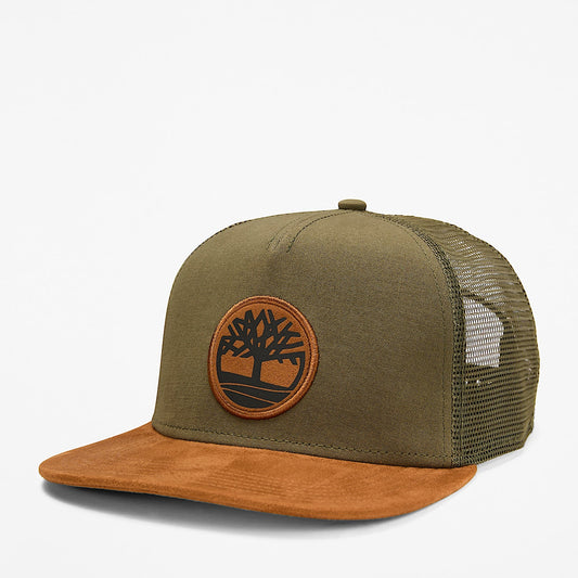 Faux Suede Flatbrim Trucker Hat