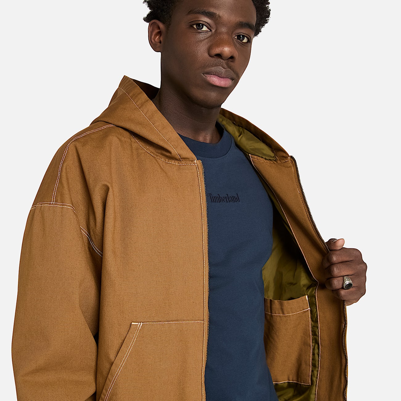 Men's Washed Duck Canvas Hooded Bomber