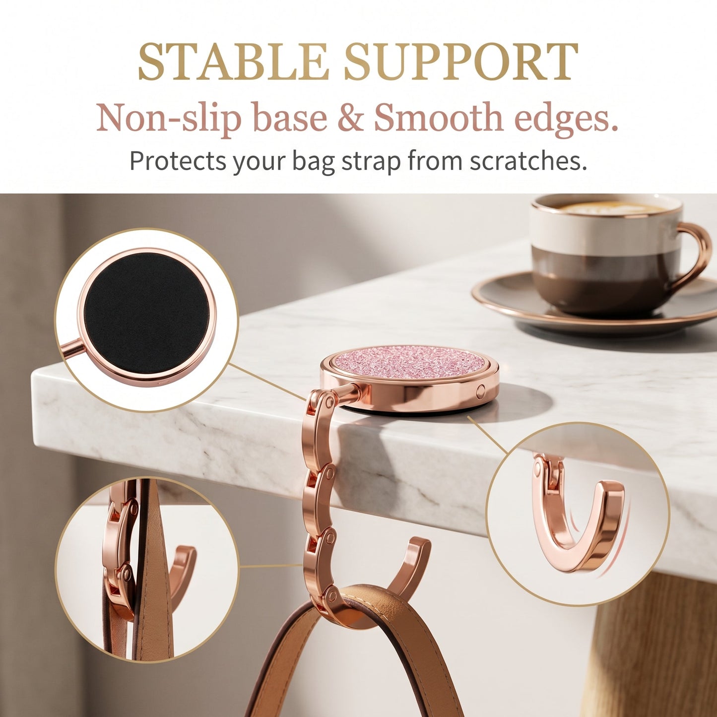 🔥Buy 2 Get 1 Free Luxury Portable Folding Bag Hook - Protect Your Bag with Elegance