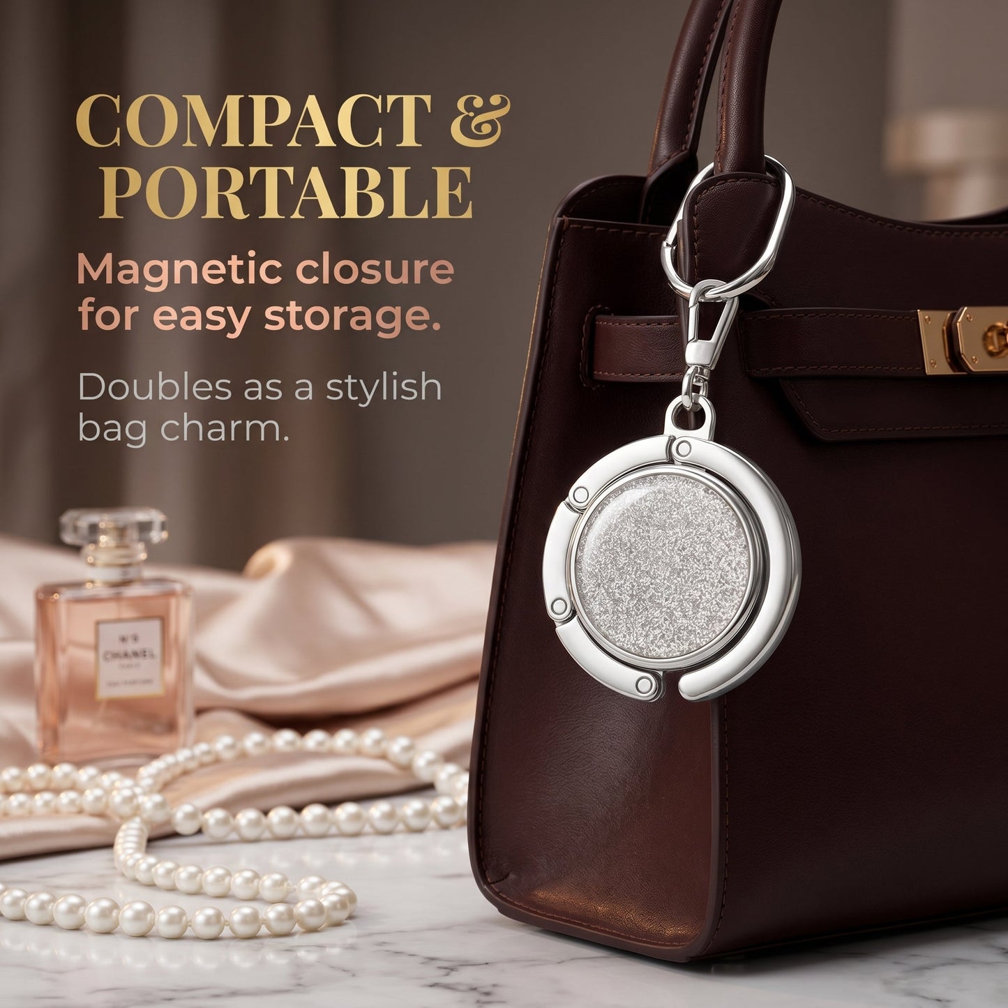 🔥Buy 2 Get 1 Free Luxury Portable Folding Bag Hook - Protect Your Bag with Elegance