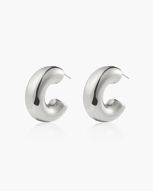 Chunky Hoop Earrings in Silver